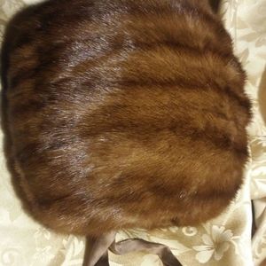 Vtg Real Fur Hand Muffs